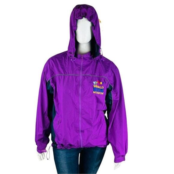 Museum Jackets & Blazers - World Kite Museum Womans Sz Large Full Zip Windbreaker Jacket Purple Hooded